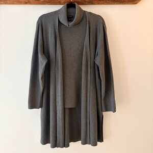 Talbots—Sweater Set, Stretch Slouch Turtleneck + Ribbed Cardigan Duster (L/PXL)